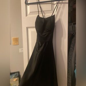 Black open back homecoming dress